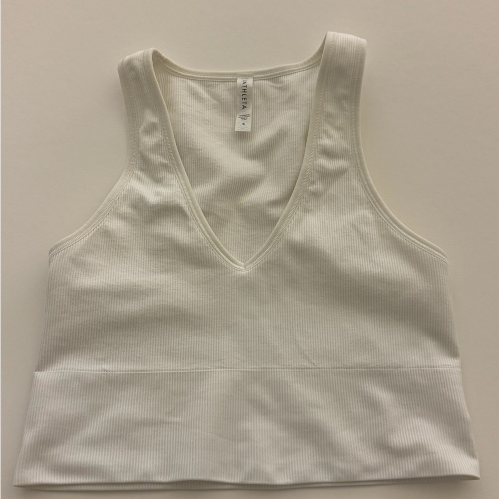 White Athleta Ribbed Tank Top